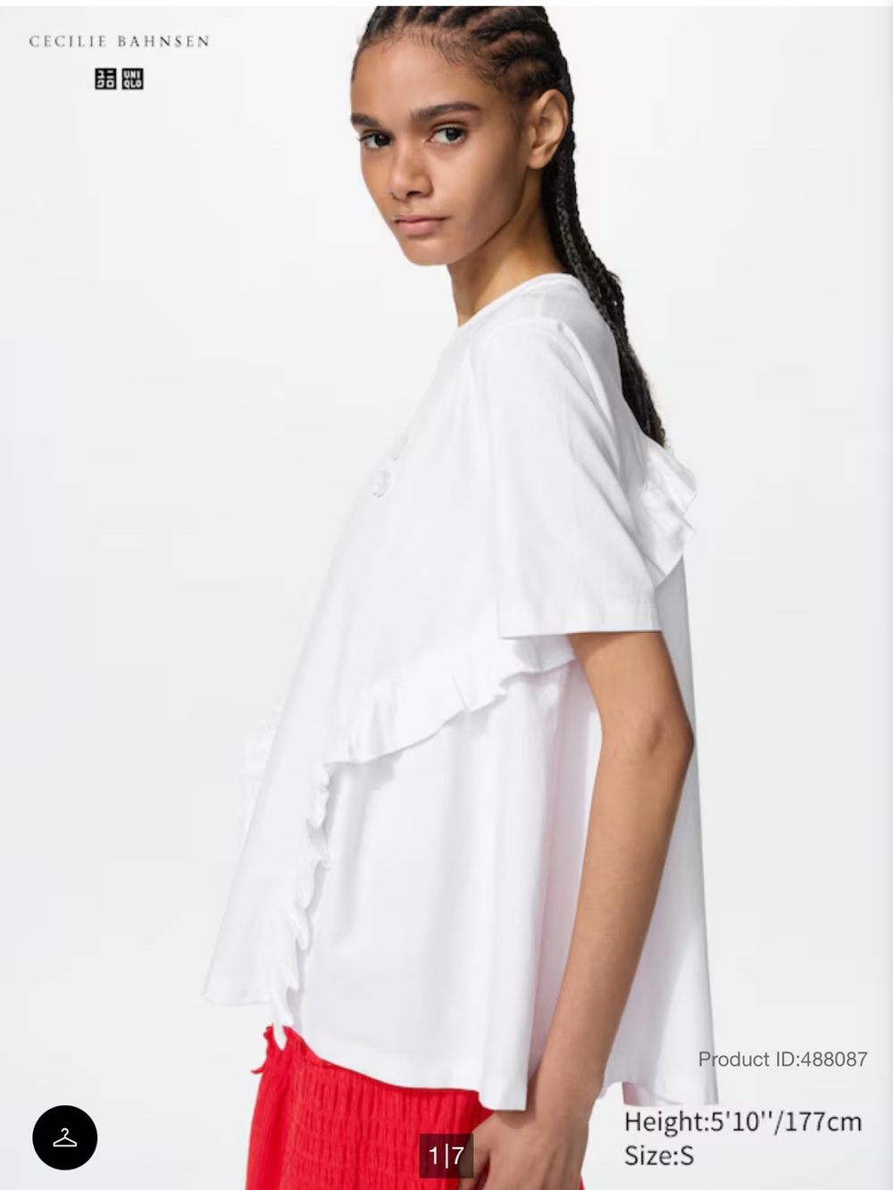 Cecilie Bahnsen White Ruffle Short Sleeve Tee